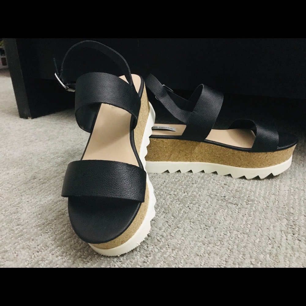 Steve Madden Black Leather Platforms